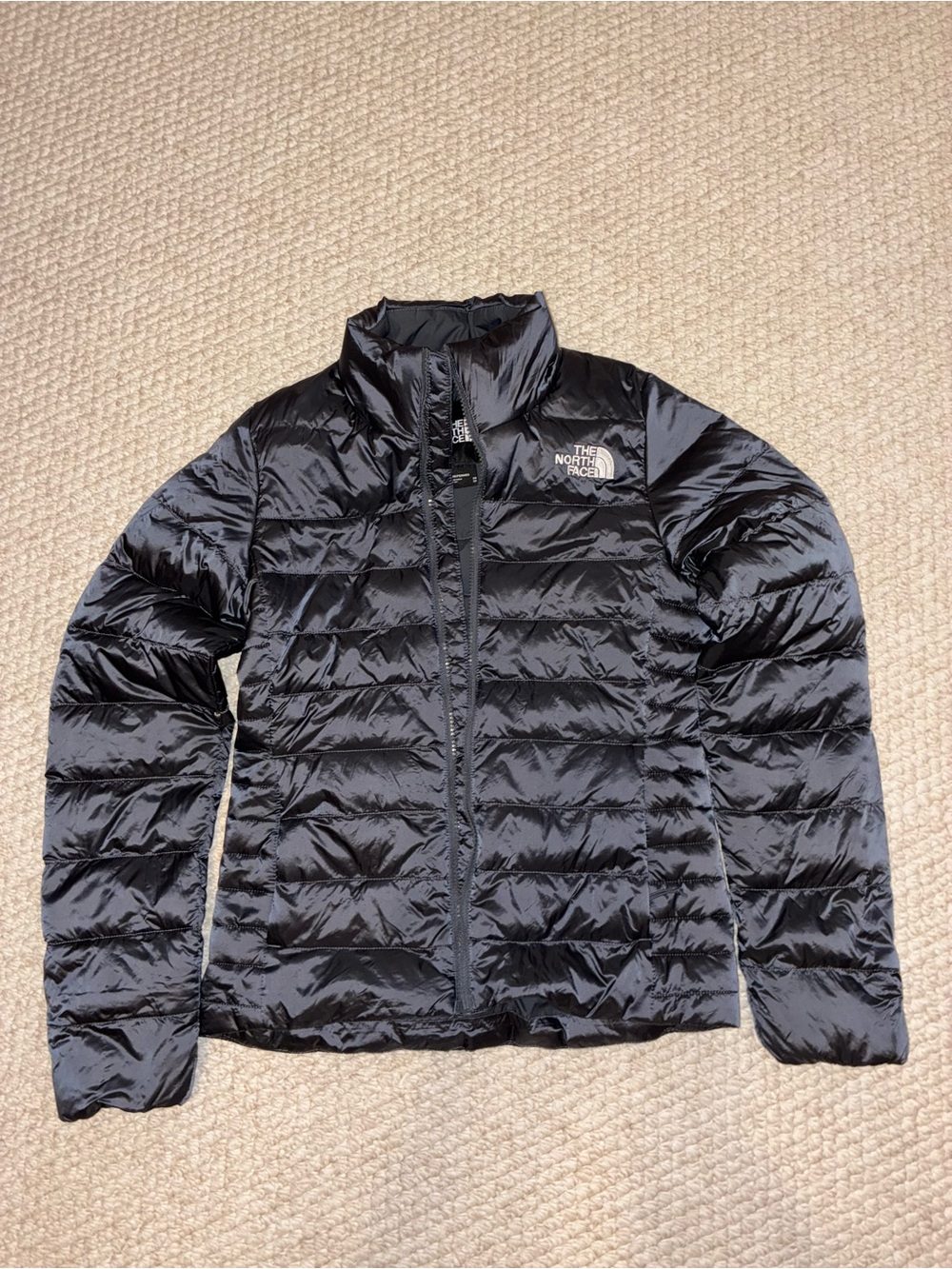 The North Face Women's Charcoal Gray Shiny Quilted Puffer Jacket